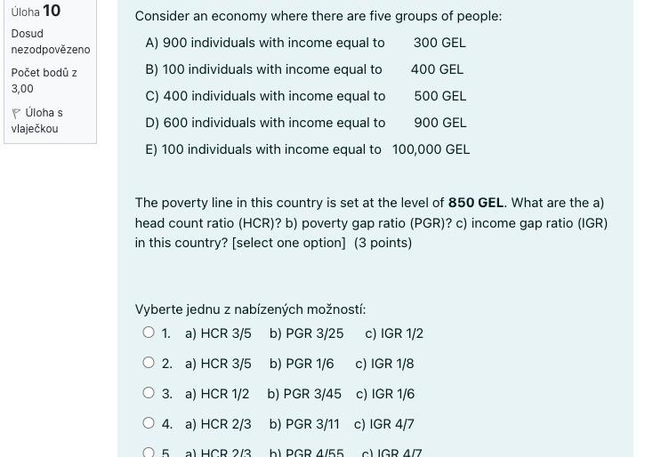 Uloha 10 Dosud Nezodpovezeno Pocet Bodu Z 3 00 Puloha S Vlajeckou Consider An Economy Where There Are Five Groups Of Peo 1