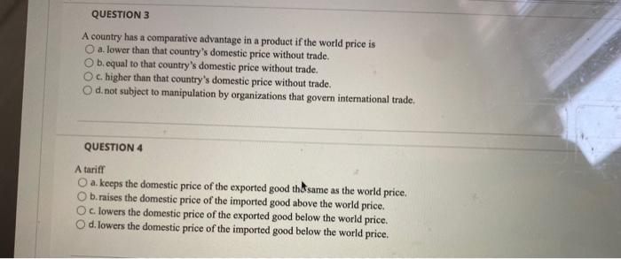 Question 1 1 Points Ve Am Mexico Has Imposed A Tariff On The Importation Of Chocolate As A Consequence Of The Tariff A 2