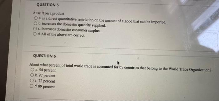 Question 1 1 Points Ve Am Mexico Has Imposed A Tariff On The Importation Of Chocolate As A Consequence Of The Tariff A 3