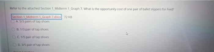 Refer To The Attached Section 1 Midterm 1 Graph 7 What Is The Opportunity Cost Of One Pair Of Ballet Slippers For Fred 1