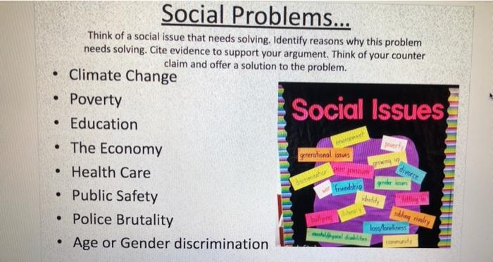 Social Issues Social Problems Think Of A Social Issue That Needs Solving Identify Reasons Why This Problem Needs S 1
