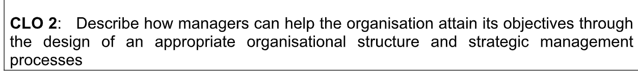 Clo 2 Describe How Managers Can Help The Organisation Attain Its Objectives Through The Design Of An Appropriate Organi 1
