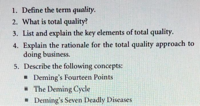 9 Summarize The Most Common Errors Made When Start Ing Quality Initiatives 1 Define The Term Quality 2 What Is T 2