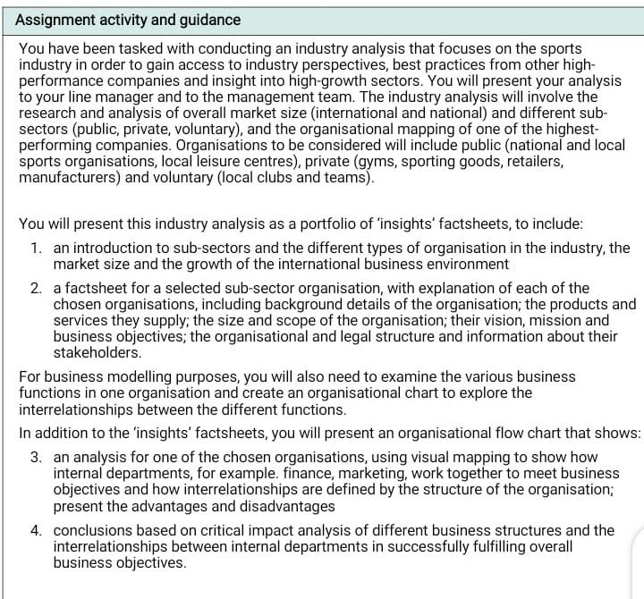 Assignment Activity And Guidance You Have Been Tasked With Conducting An Industry Analysis That Focuses On The Sports In 1