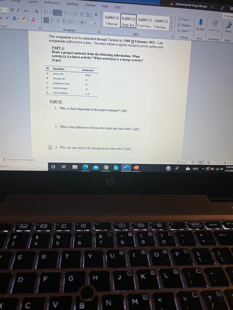 Design Layout References Mailings Review View A Jaskaranpreet Singh Bhullar 5 Help 2 A A A A E A A Aa Po Xx A D A 1