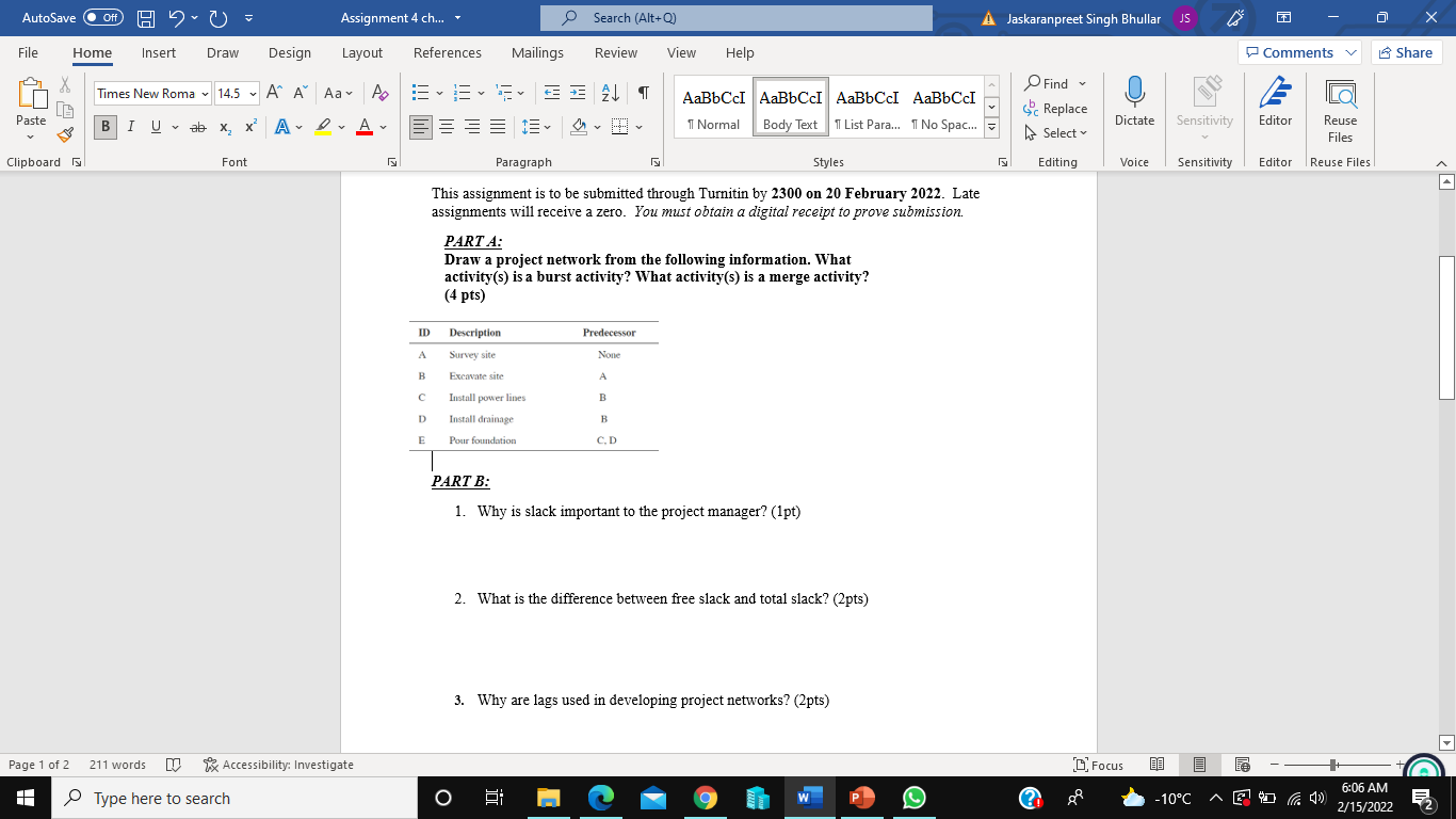 Autosave Oft Hu Assignment 4 Ch Search Alt Q A Jaskaranpreet Singh Bhullar Js File Home Insert Draw Design Layout R 1