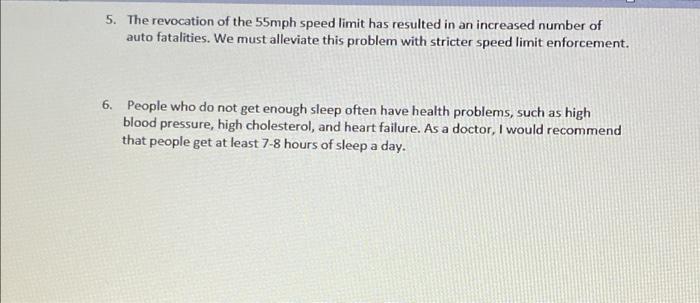 Iii Identify The Conclusions In The Following Statements 3 Points Each Please Underline Or Highlight The Conclusio 2