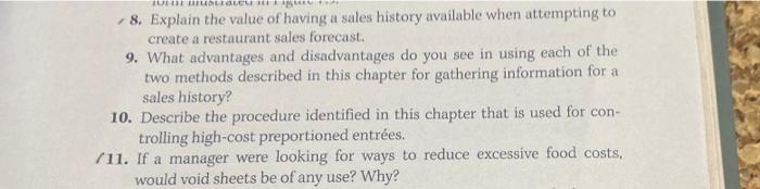Ult Rilegu 8 Explain The Value Of Having A Sales History Available When Attempting To Create A Restaurant Sales Forecas 1