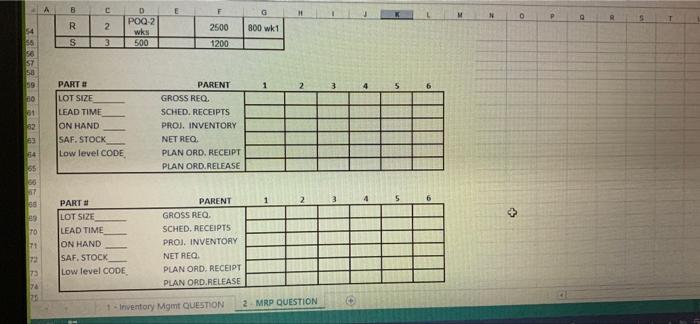 9 G H L M N 0 136 B D E Material Requirements Planning Concepts 3 Mrp Calculations 4 6 7 8 9 1 Given The Following Paren 3
