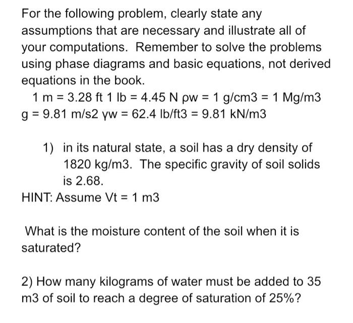 For The Following Problem Clearly State Any Assumptions That Are Necessary And Illustrate All Of Your Computations Rem 1
