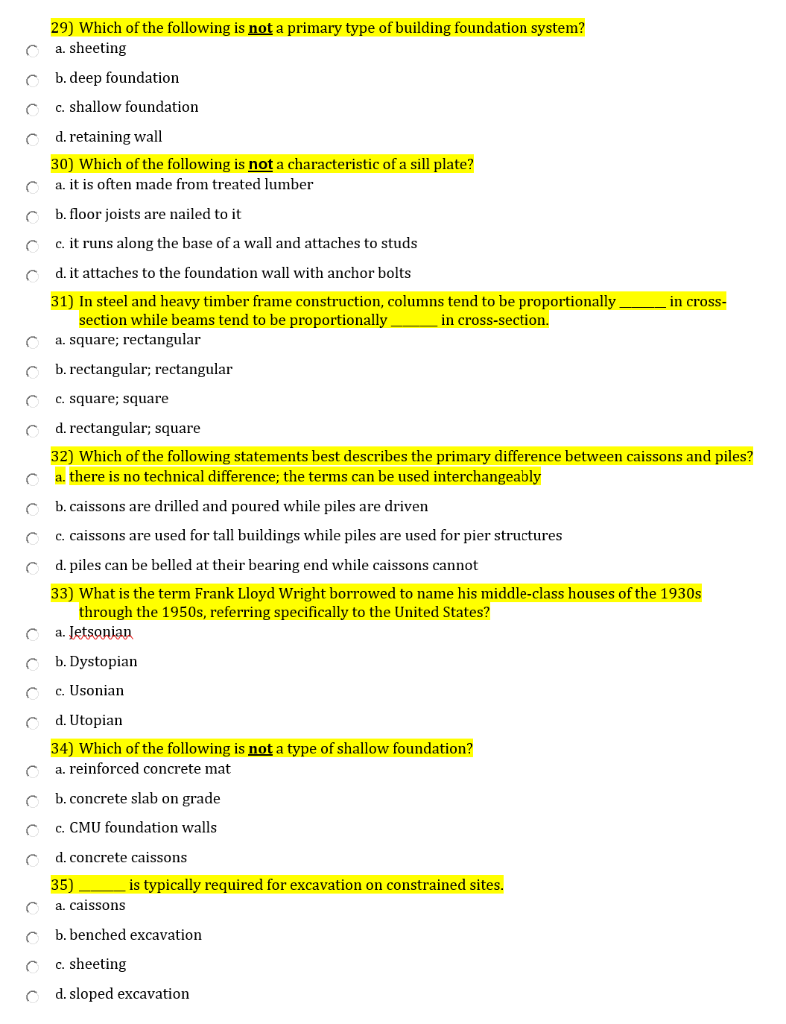 29 Which Of The Following Is Not A Primary Type Of Building Foundation System A Sheeting B Deep Foundation C Shallo 1