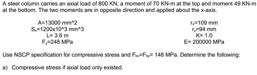 Hello Please Answer This Problem As Soon As Possible Topic Is Compression Members I Need Correct Answers With Comple 1