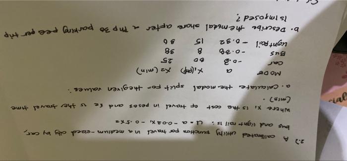 2 A Calibrated Utility Function For Travel In A Medium Ebed City By Car Bus And Light Rails U A 0 02 0 5 2 Whe 1