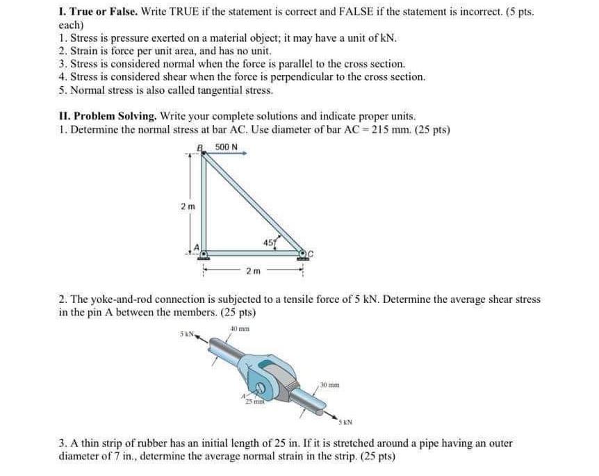 1 True Or False Write True If The Statement Is Correct And False If The Statement Is Incorrect 5 Pts Each 1 Stres 1