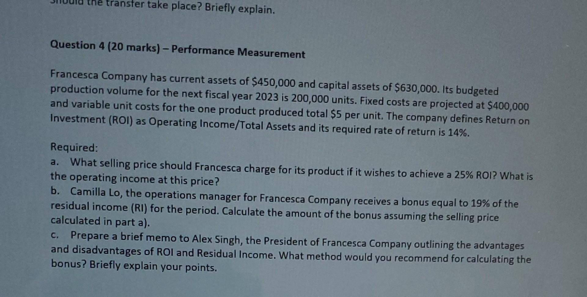 Ransfer take place briefly explain question 4 20 marks