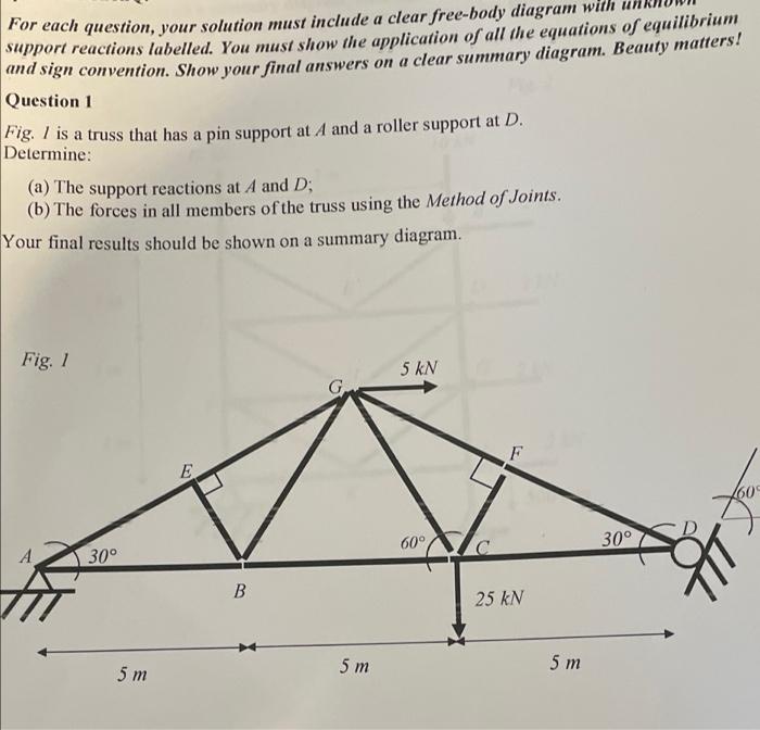 For Each Question Your Solution Must Include A Clear Free Body Diagram With Support Reactions Labelled You Must Show T 1