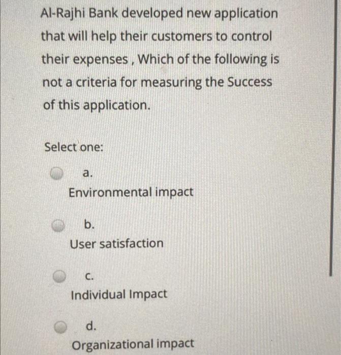 Al Rajhi Bank Developed New Application That Will Help Their Customers To Control Their Expenses Which Of The Followin 1