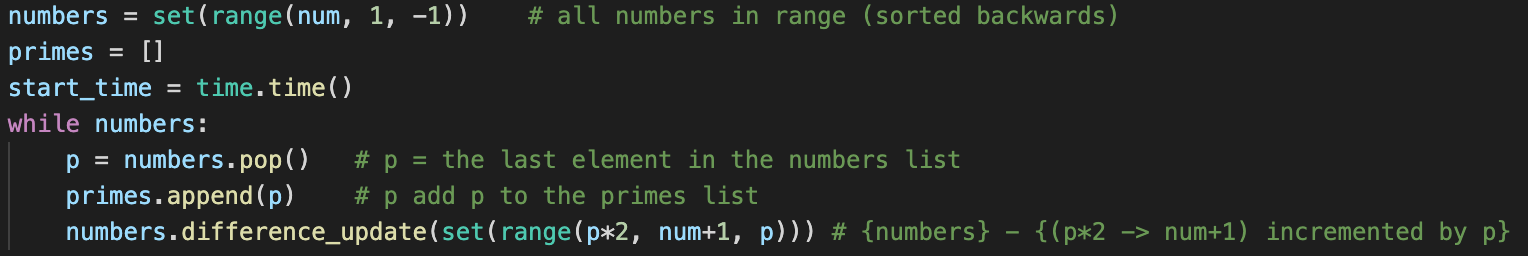 Numbers Set Range Num 1 1 All Numbers In Range Sorted Backwards Primes Start Time Time Time While N 1