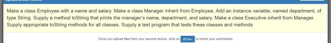 Make A Class Employee With A Name And Salary Make A Class Manager Inherit From Employee Add An Instance Variable Name 1