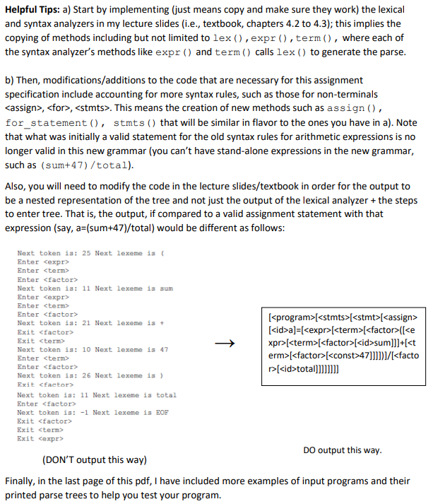 4 Implement A Recursive Descent Parser In C Caller Parser C For The Following Grammar In Ebnf Where Program Is Th 2