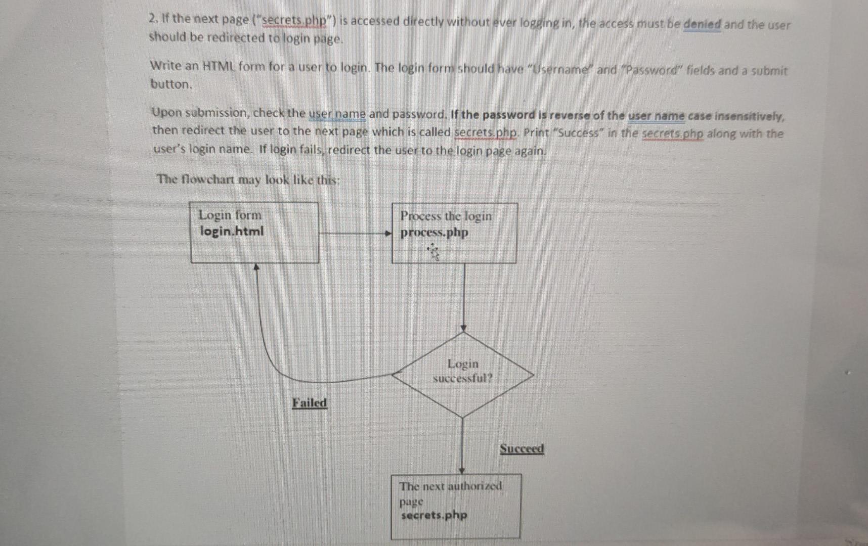 2 If The Next Page Secrets Php Is Accessed Directly Without Ever Logging In The Access Must Be Denied And The User 1