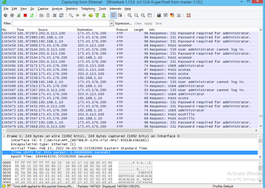 L 1 Capturing From Ethernet Wireshark 1 12 6 V1 12 6 0 Gee1fce From Master 1 12 File Edit View Go Capture Analyze 1