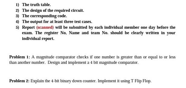 1 The Truth Table 2 The Design Of The Required Circuit 3 The Corresponding Code 4 The Output For At Least Three T 1