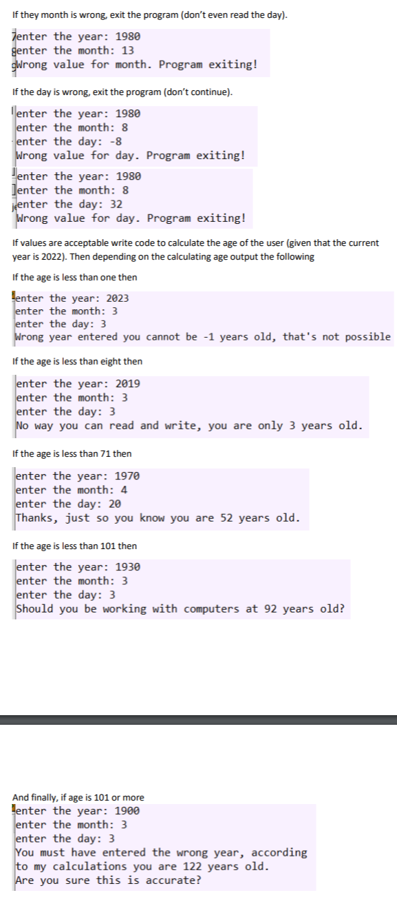 For This Problem We Will Assume That All February Months Have 28 Days And Will Not Consider Leap Years Write A Program 1