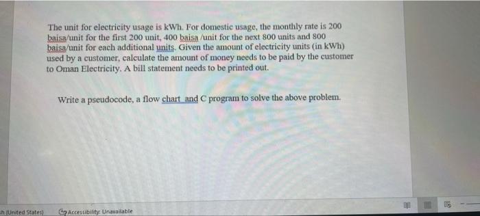 The Unit For Electricity Usage Is Kwh For Domestic Usage The Monthly Rate Is 200 Baisa Unit For The First 200 Unit 40 1