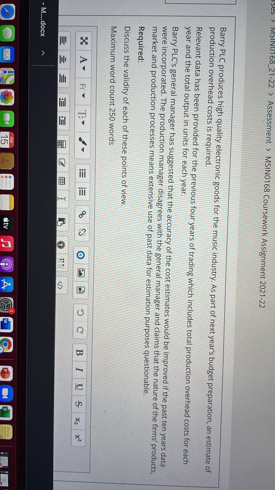 Tses Msin0168 21 22 Assessment Msin0168 Coursework Assignment 2021 22 Barry Plc Produces High Quality Electronic G 1