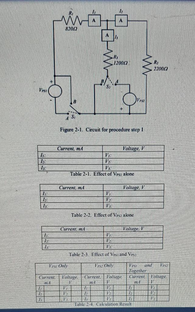 8200 720002 R 2200 2 Vrs Ps Figure 2 1 Circuit For Procedure Step 1 Current Ma Voltage V 11 1 12 Table 2 1 Effe 1