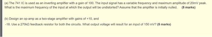 Upload Answer Sheets 10 Determine The Voltage Gain Of The Following Op Amp Circuit With The Potentiometer Kept Fully Up 7