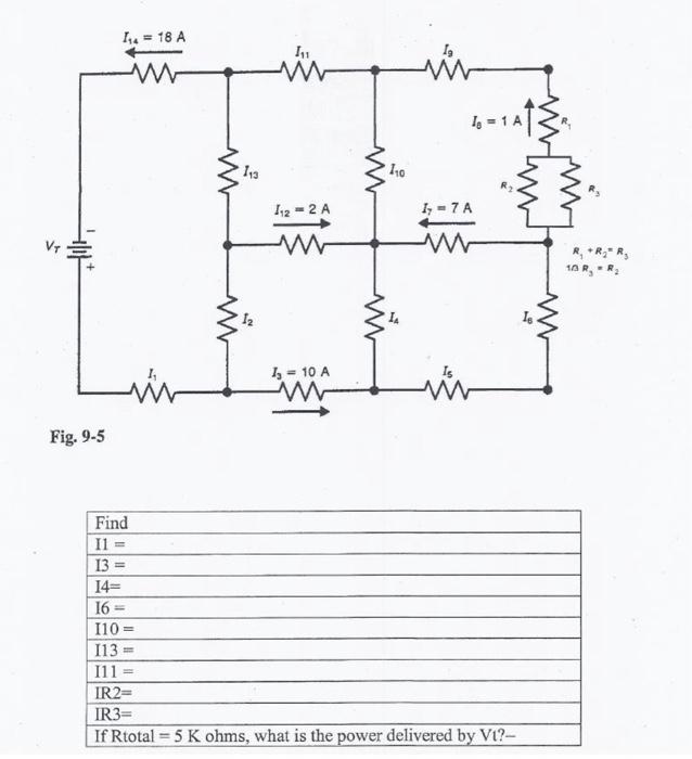 1 18 A W H W 1 1 A 143 110 12 2a 1 7a W Vt 12 1 10 A W Fig 9 5 Find I1 13 14 16 110 113 111 Ir2 I 1