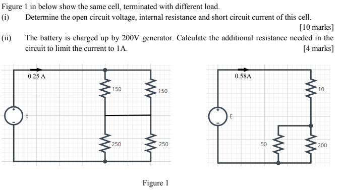 Figure 1 In Below Show The Same Cell Terminated With Different Load 1 Determine The Open Circuit Voltage Internal R 1