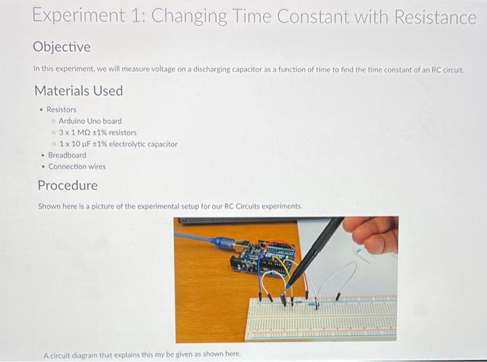 Experiment 1 Changing Time Constant With Resistance Objective In This Experiment We Will Measure Voltage On A Discharg 1
