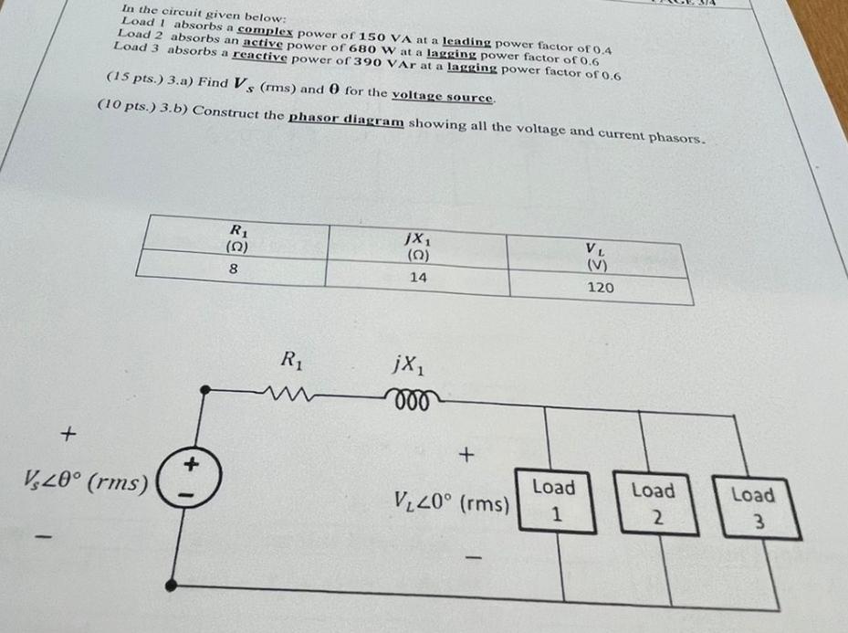 In The Circuit Given Below Load I Absorbs A Complex Power Of 150 Va At A Leading Power Factor Of 0 4 Load 2 Absorbs An 1
