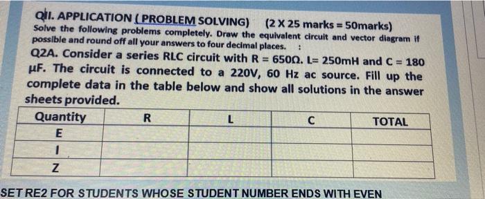 Qii Application Problem Solving 2x 25 Marks 50marks Solve The Following Problems Completely Draw The Equivalen 1