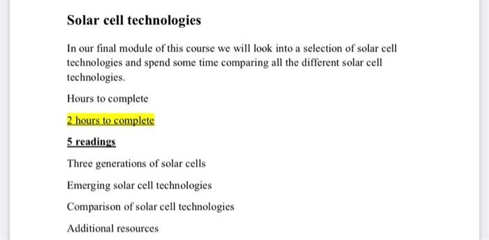 Solar Cell Technologies In Our Final Module Of This Course We Will Look Into A Selection Of Solar Cell Technologies And 1