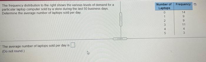 Frequency The Frequency Distribution To The Right Shows The Vanous Levels Of Demand For A Particular Laptop Computer Sol 1