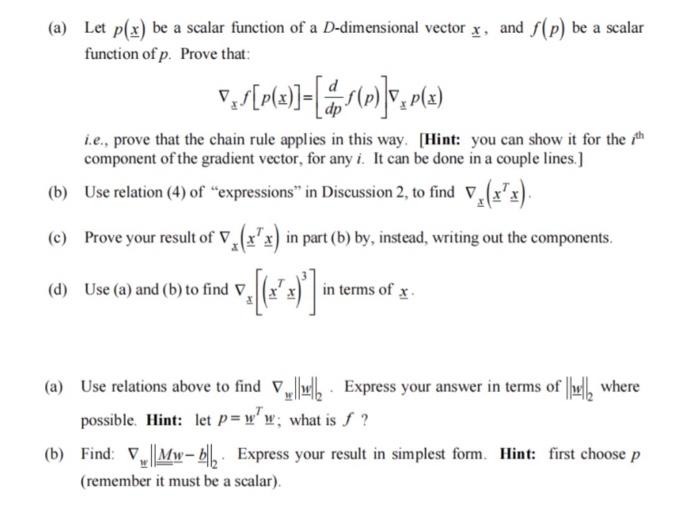 A Let P X Be A Scalar Function Of A D Dimensional Vector X And F P Be A Scalar Function Of P Prove That V S P X 1