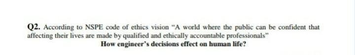 Q2 According To Nspe Code Of Ethics Vision A World Where The Public Can Be Confident That Affecting Their Lives Are Ma 1