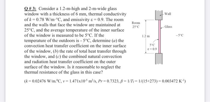 Wall 25 C 1 2 M 5 C Q 3 Consider A 1 2 M High And 2 M Wide Glass Window With A Thickness Of 6 Mm Thermal Conductivity 1