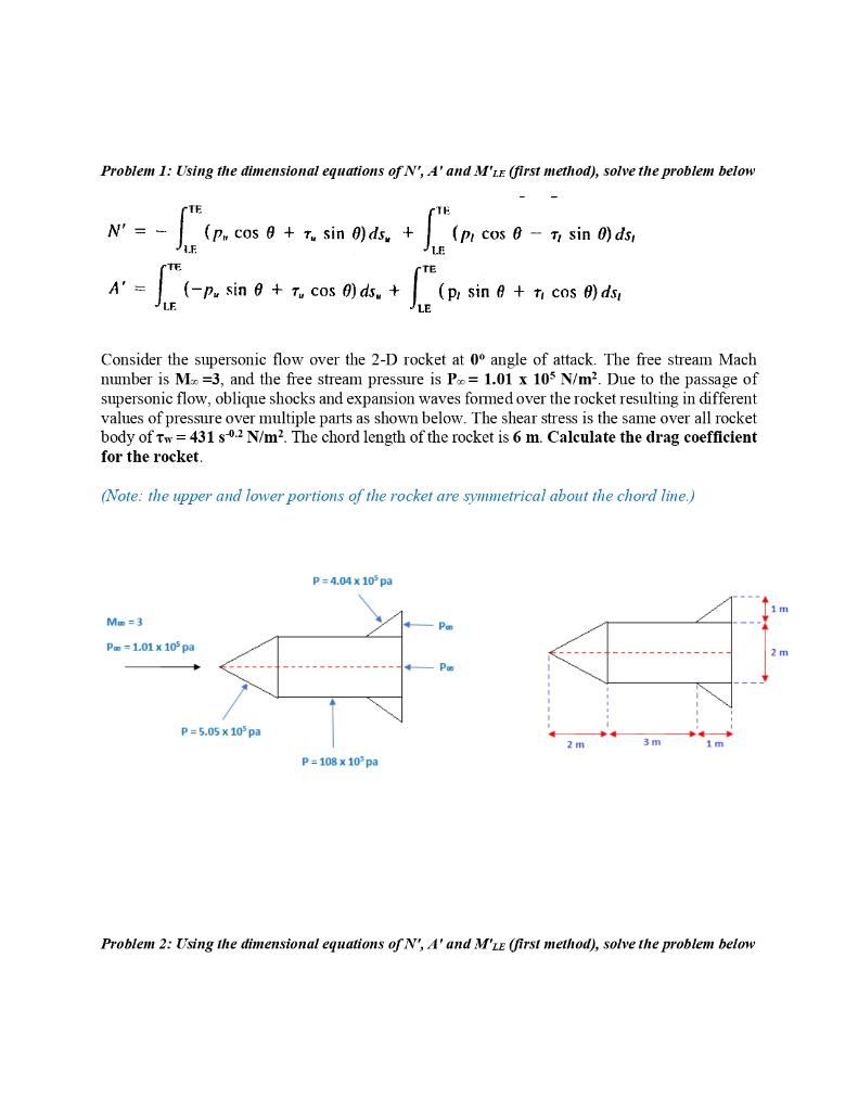 Problem 1 Using The Dimensional Equations Of N A And M Le First Method Solve The Problem Below N P Cos 7 1