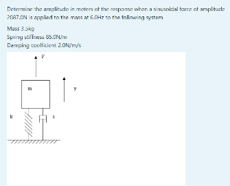 Determine The Amplitude In Meters At The Response When A Sinusoidal Force At Amplitude 2087 0n Is Applied To The Mass At 1
