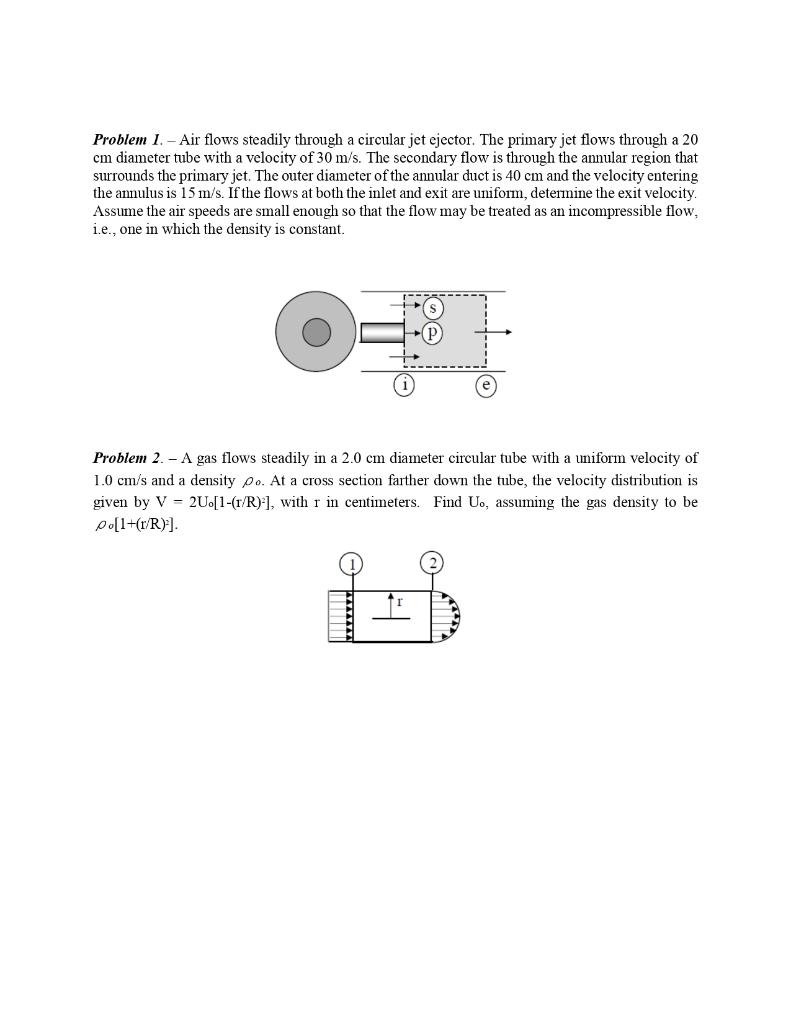 Problem 1 Air Flows Steadily Through A Circular Jet Ejector The Primary Jet Flows Through A 20 Cm Diameter Tube With 1