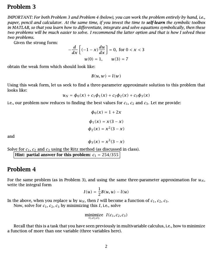 Problem 3 Important For Both Problem 3 And Problem 4 Below You Can Work The Problem Entirely By Hand Ie Paper Pe 1