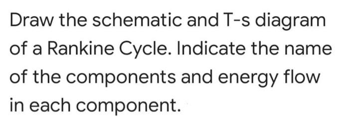 Draw The Schematic And T S Diagram Of A Rankine Cycle Indicate The Name Of The Components And Energy Flow In Each Compo 1