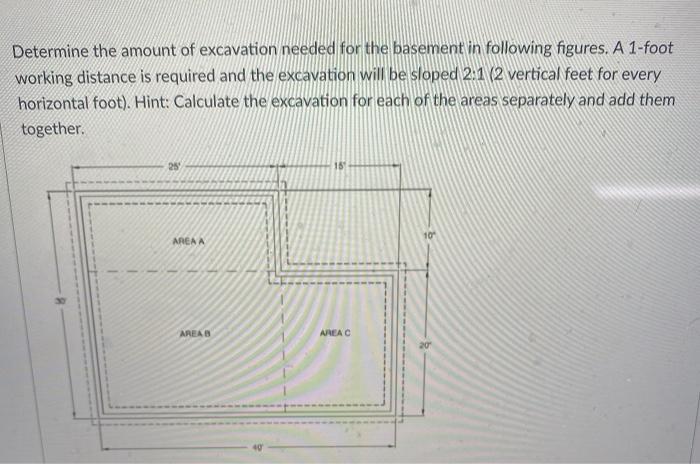 Determine The Amount Of Excavation Needed For The Basement In Following Figures A 1 Foot Working Distance Is Required A 1