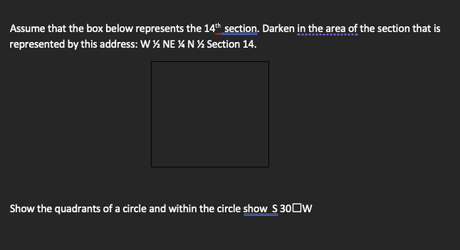 Assume That The Box Below Represents The 14th Section Darken In The Area Of The Section That Is Represented By This Add 1