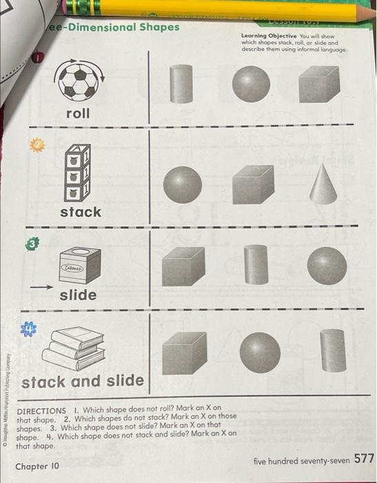 Ee Dimensional Shapes Learning Objective You Will Show Which Shapes Stock Roll Or Slide And Describe Them Using Informa 1